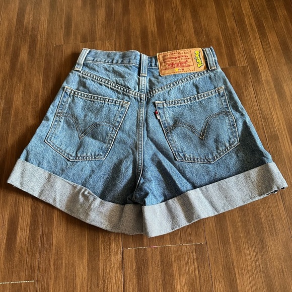 Levi's x Pokemon Misty's High Waisted Denim Shorts rare limited edition Size 24 - Picture 3 of 10